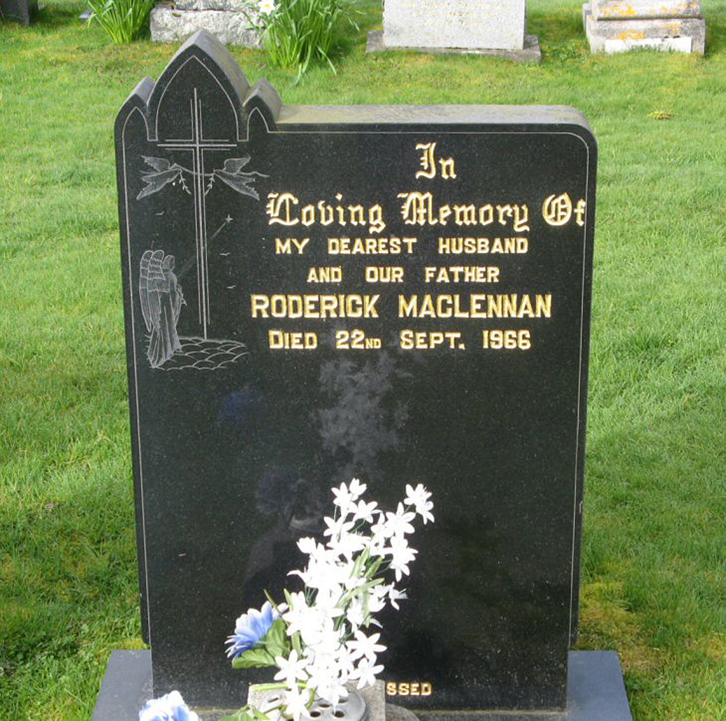 Photo of headstones/Roderick MacLennan died 1966 MI Fodderty